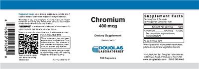 Photo of the Douglas Laboratories Chromium 400 mcg label