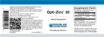 Photo of the Douglas Laboratories Opti-Zinc 30 label
