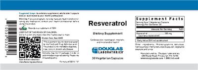 Photo of the Douglas Laboratories Resveratrol label