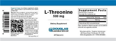 Photo of the Douglas Laboratories L-Threonine 500 mg label