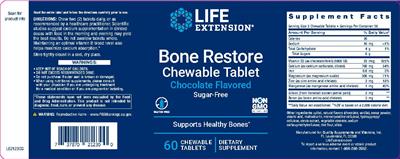 Photo of the Life Extension Bone Restore Chewable Tablet Chocolate Flavored label