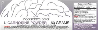 Photo of the Nootropics Depot L-Carnosine Powder label