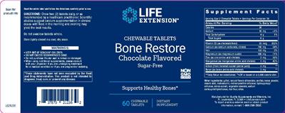 Photo of the Life Extension Chewable Tablets Bone Restore Chocolate Flavored label