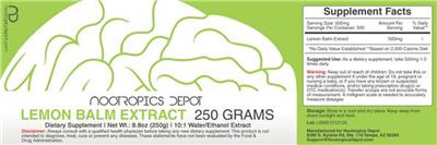 Photo of the Nootropics Depot Lemon Balm Extract label