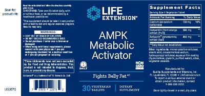 Photo of the Life Extension AMPK Metabolic Activator label