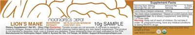 Photo of the Nootropics Depot Lion's Mane Mushroom Extract label