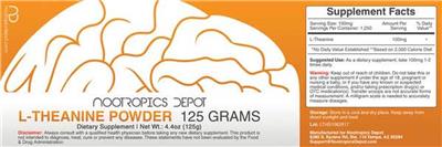 Photo of the Nootropics Depot L-Theanine Powder label