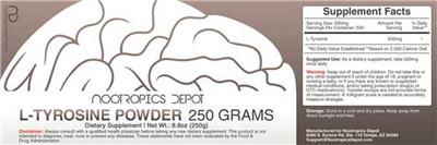Photo of the Nootropics Depot L-Tyrosine Powder label