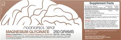 Photo of the Nootropics Depot Magnesium Glycinate label