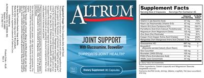 Photo of the Altrum Joint Support label