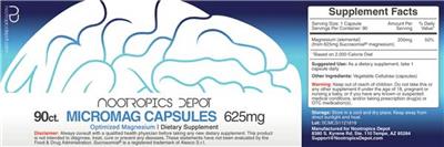 Photo of the Nootropics Depot Micromag Capsules 625 mg label