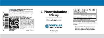 Photo of the Douglas Laboratories L-Phenylalanine 500 mg label