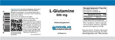 Photo of the Douglas Laboratories L-Glutamine 500 mg label