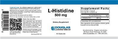 Photo of the Douglas Laboratories L-Histidine 500 mg label