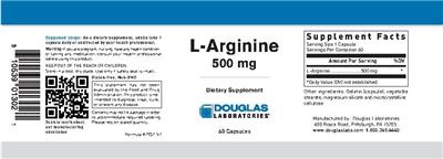 Photo of the Douglas Laboratories L-Arginine 500 mg label