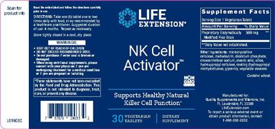 Photo of the Life Extension NK Cell Activator label