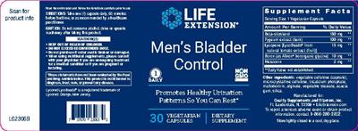 Photo of the Life Extension Men's Bladder Control label