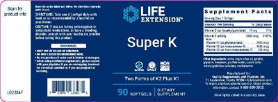 Photo of the Life Extension Super K label