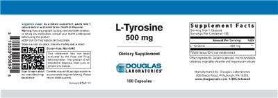 Photo of the Douglas Laboratories L-Tyrosine 500 mg label