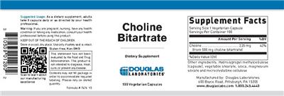 Photo of the Douglas Laboratories Choline Bitartrate label