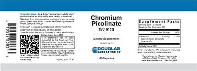 Photo of the Douglas Laboratories Chromium Picolinate 250 mcg label