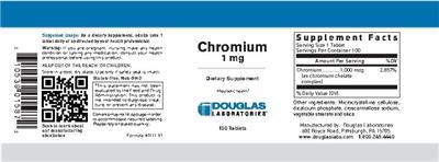 Photo of the Douglas Laboratories Chromium 1 mg label