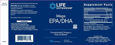 Photo of the Life Extension Mega EPA/DHA label
