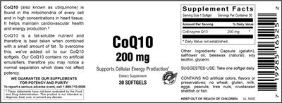 Photo of the Vitamer Laboratories CoQ10 200 mg label