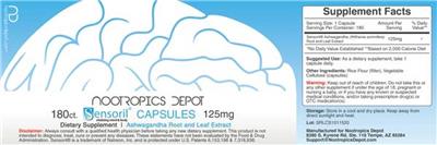 Photo of the Nootropics Depot Sensoril Capsules 125 mg label