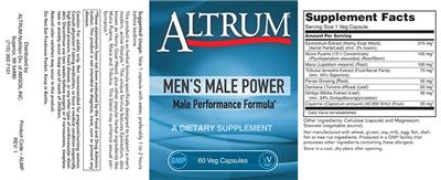 Photo of the Altrum Men's Male Power label