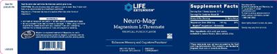 Photo of the Life Extension Neuro-Mag Tropical Punch Flavor label