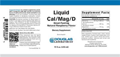 Photo of the Douglas Laboratories Liquid Cal/Mag/D Great-Tasting Natural Raspberry Flavor label