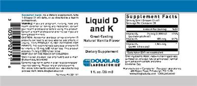 Photo of the Douglas Laboratories Liquid D and K Natural Vanilla Flavor label