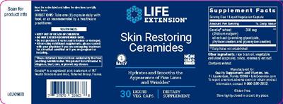 Photo of the Life Extension Skin Restoring Ceramides label