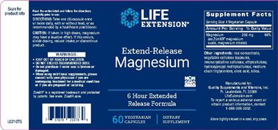 Photo of the Life Extension Extend-Release Magnesium label