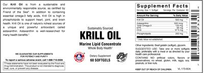 Photo of the Vitamer Laboratories Krill Oil label