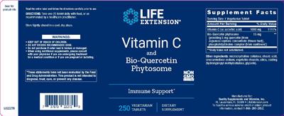 Photo of the Life Extension Vitamin C and Bio-Quercetin Phytosome label