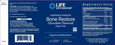 Photo of the Life Extension Chewable Tablets Bone Restore Chocolate Flavored label