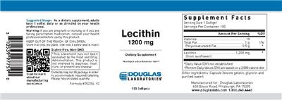 Photo of the Douglas Laboratories Lecithin 1200 mg label