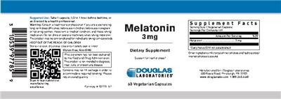 Photo of the Douglas Laboratories Melatonin 3 mg label