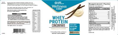 Photo of the Life Extension Wellness Code Whey Protein Concentrate Vanilla Flavor label