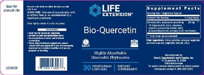 Photo of the Life Extension Bio-Quercetin label