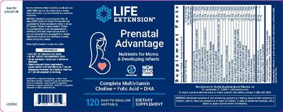 Photo of the Life Extension Prenatal Advantage label