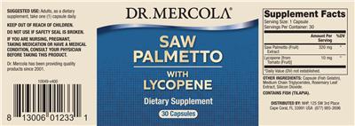 Photo of the Dr. Mercola Saw Palmetto with Lycopene label