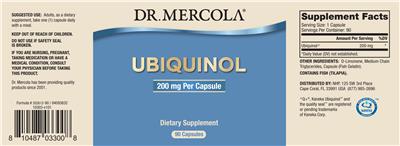 Photo of the Dr. Mercola Ubiquinol 200 mg label
