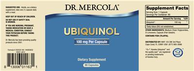 Photo of the Dr. Mercola Ubiquinol 100 mg label
