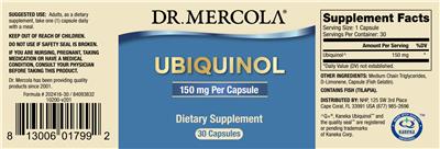 Photo of the Dr. Mercola Ubiquinol 150 mg label
