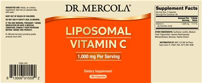 Photo of the Dr. Mercola Liposomal Vitamin C 1,000 mg label