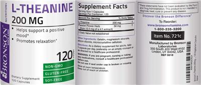 Photo of the Bronson L-Theanine 200 mg label