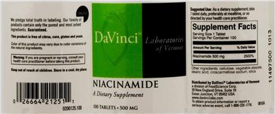 Photo of the DaVinci Laboratories Of Vermont Niacinamide label
